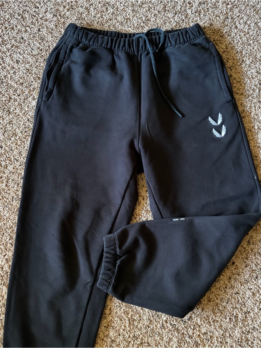 ASRV sm  Black Jogger Sweatpants with White Chevron Detail